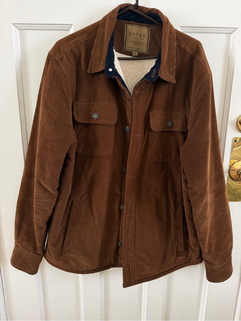 Jachs Men's Brown Corduroy Sherpa Shirt Jacket